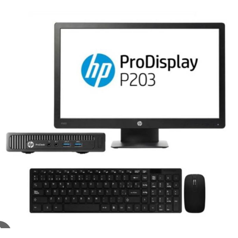 Pc mini core i3 71030U monitor 19 in Hp Fulset siap pakai