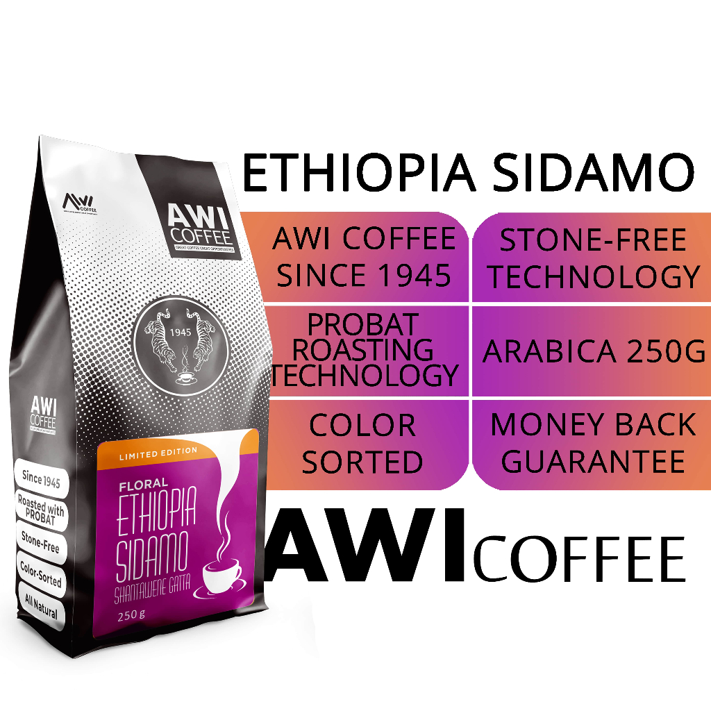 

Awi Coffee Ethiopia Sidamo 250gr | Arabica | Anaerobic | Floral & Fruity | Limited Edition | Specialty Coffee