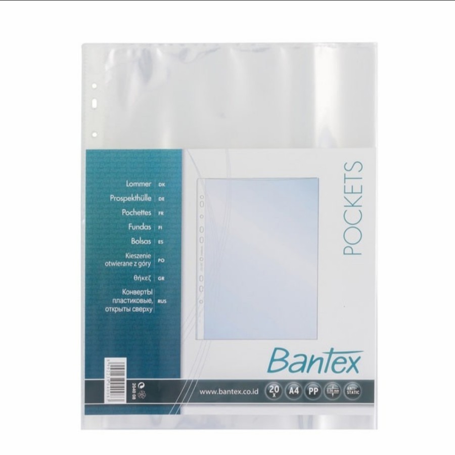 

Clear Pocket Sheet Protector A4 BANTEX 8040 Bening Plastik Ordner