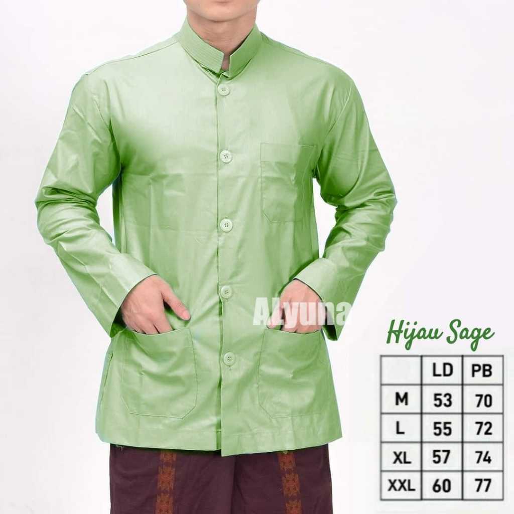 Koko Haibah Hijau Sage Polos Lengan Panjang Koko Habaib Murah Koko Habibi Baju taqwa