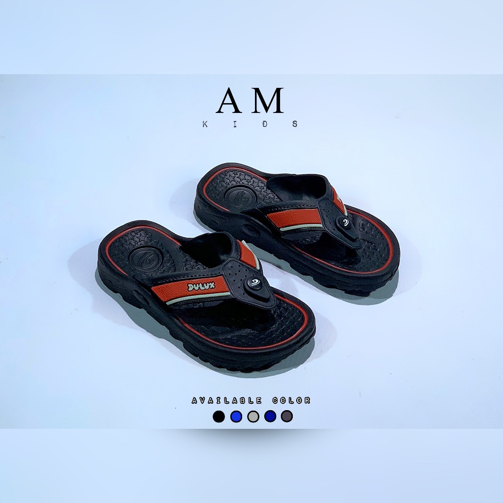 Sandal anak laki-laki Flip - Flopmodel jepit karet kuat lentur motif polos Ukuran 24-35 / Sandal dul