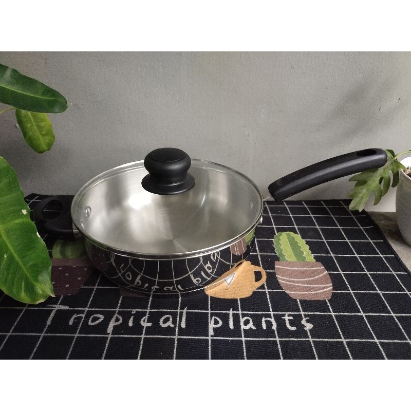Chiken Fry Pan Panci Stainless Steel Tupperware 24cm