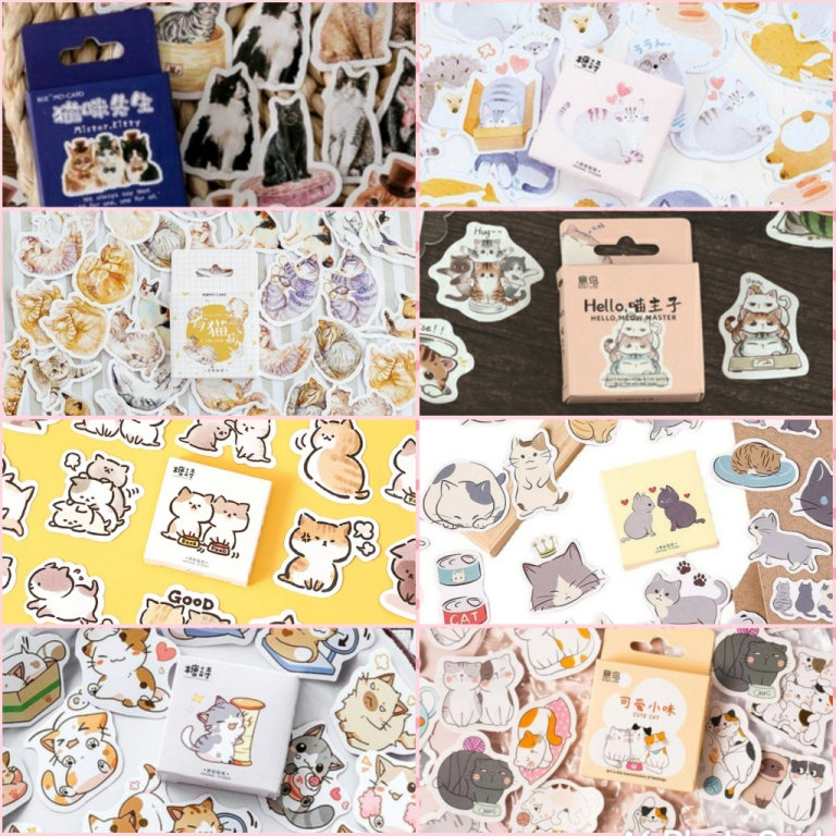 HI233 Stiker Kucing Lucu 45/46pcs Untuk Menghias Diary Jurnal
