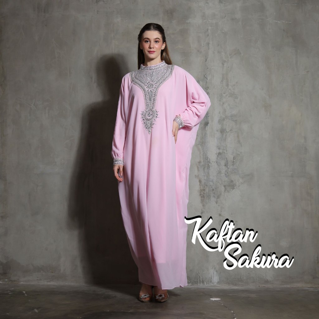 KAFTAN ISYANA ORIGINAL KAFTAN JUMBO PAYET SIFFON BABYDOLL CERUTY,  FASHION MUSLIM FREE MANSET