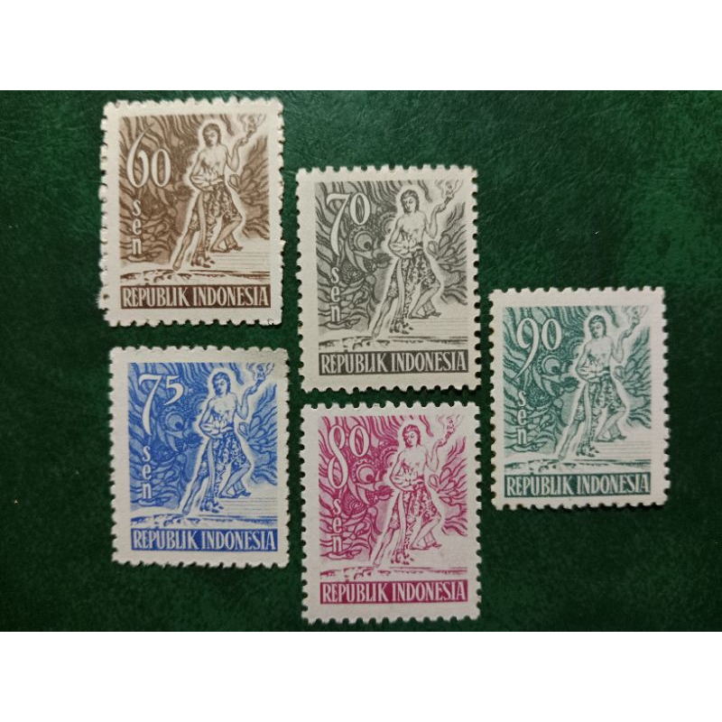 

Prangko Indonesia 5 Pcs Ksatria tahun 1953 UN USED