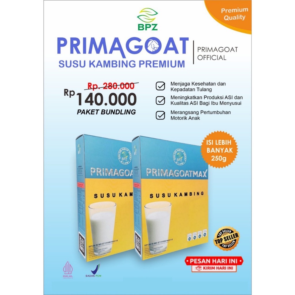 

Susu Kambing Etawa Asli Atasi Nyeri Sendi, Asam Urat, Kesehatan Pernafasan dan Ibu Hamil Paket 2 Box Primagoat Max rasa Original