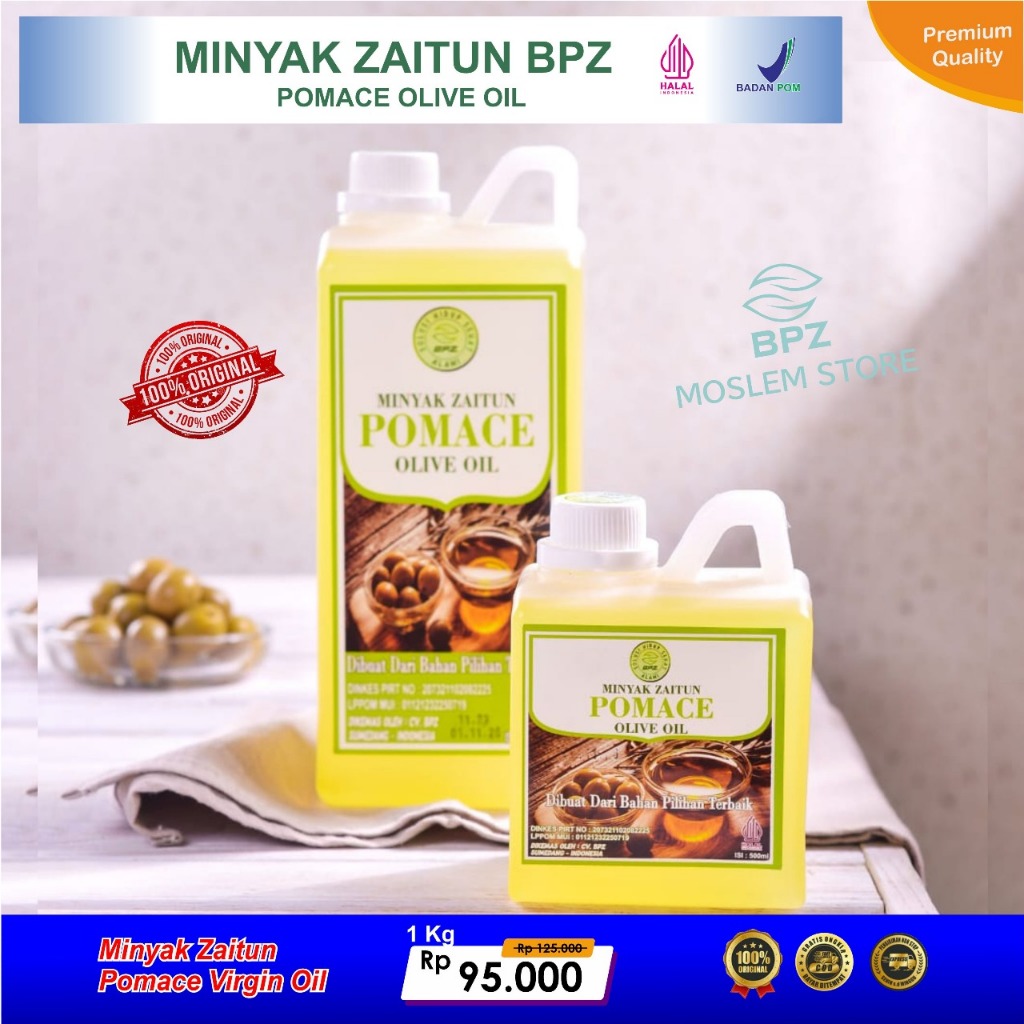 

Minyak Zaitun Pomace Olive Oil BPZ kemasan 1000 gram