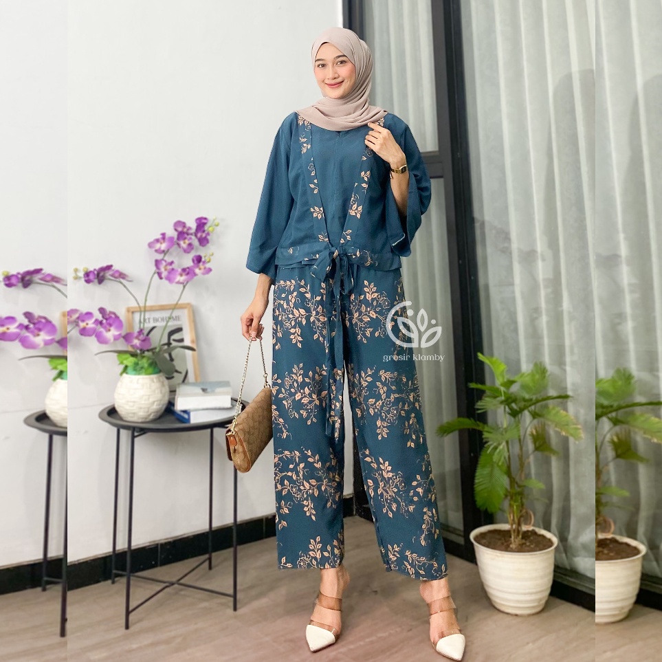 Disc trxZz6Z One Set Konoha Rayon Kombinasi Kekinian Nyaman Adem