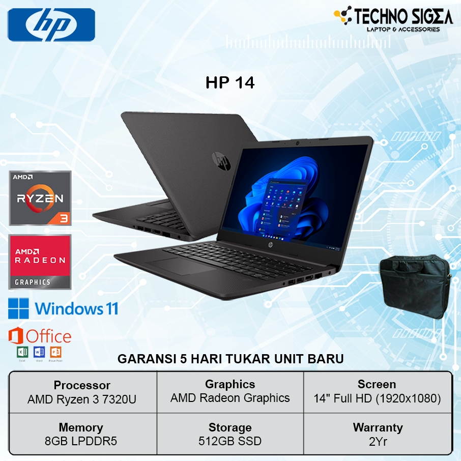 HP 14 Ryzen 3 7320 8GB 512GB 14.0 FHD