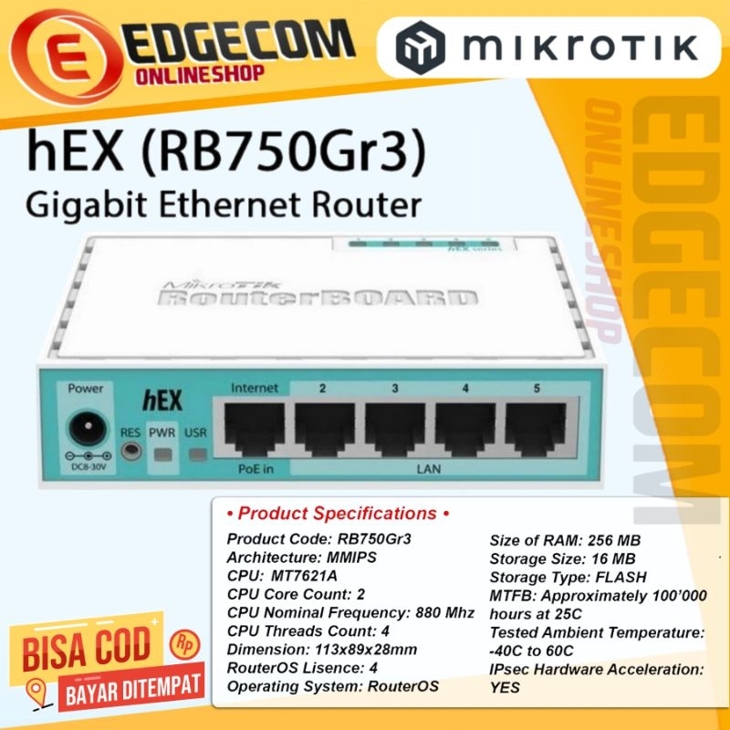 MIKROTIK (hEX) RB750Gr3 ROUTER MIKROTIK RB 750 GR3 HEX / RB 750GR3