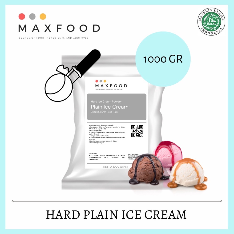 

TERBARU MAXFOOD Hard Plain Ice Cream Bubuk Es Krim Rasa Plain 1 Kg