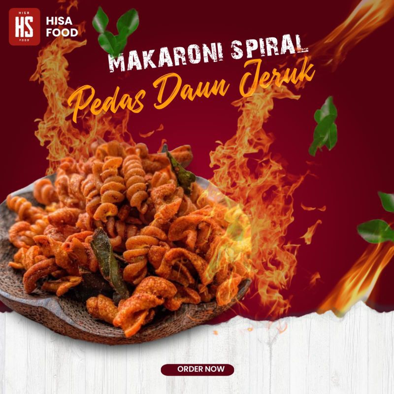 

[TERENAK] Hisa Food Makaroni Spiral Pedas Daun Jeruk, Cemilan Gurih dan Enak