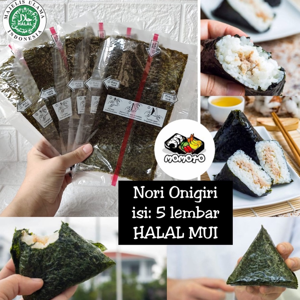 

Laris Nori Onigiri Wrapper Halal MUI 5 lembar Rumput Laut Import untuk Nasi Kepal Triangle Sushi Nori RID