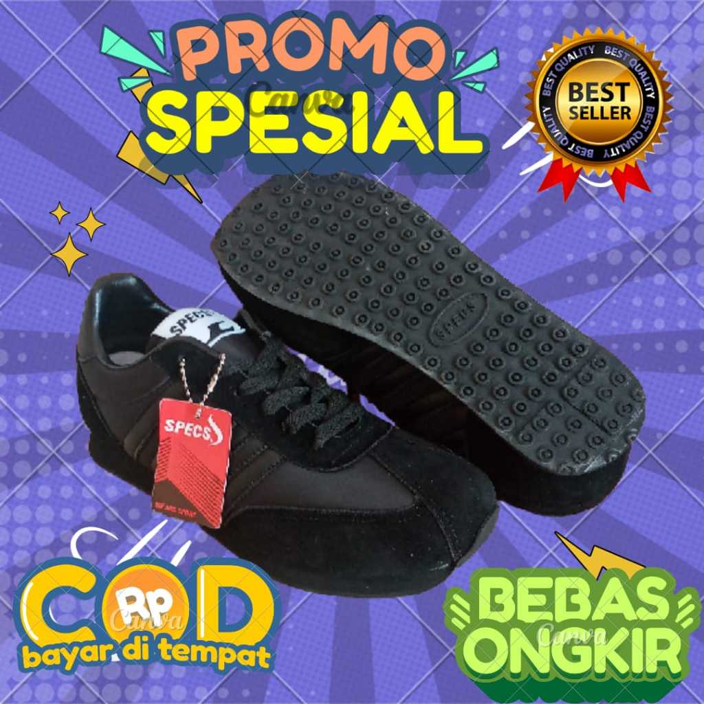 sepatu olahraga specs hitam 104 sepatu sekolah, anak,sd,smp