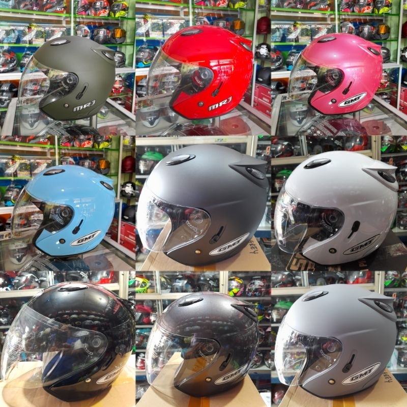HELM SEPEDA MOTOR HALFACE DOUBLE VISOR GMT/MRJ ORIGINAL
