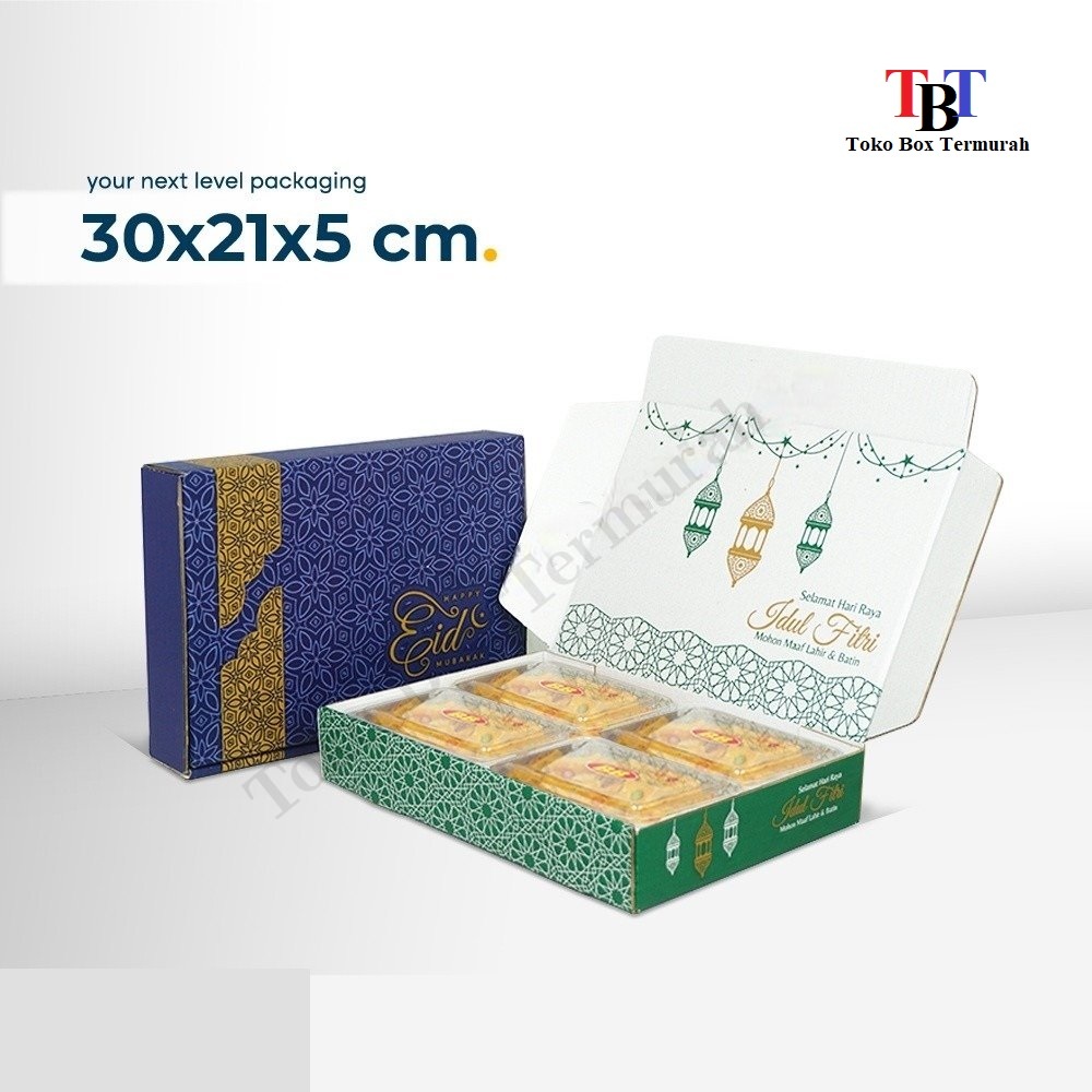 

Box 30x21x5 cm (KuKer Toples KOTAK isi 4 @250gr) Kardus/Karton/Kue Kering/hampers/idul fitri/eid mubarak/toples kotak