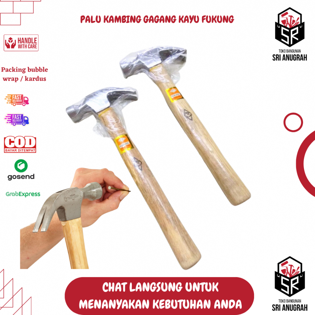 Palu Kambing Gagang Kayu Fukung 16 oz