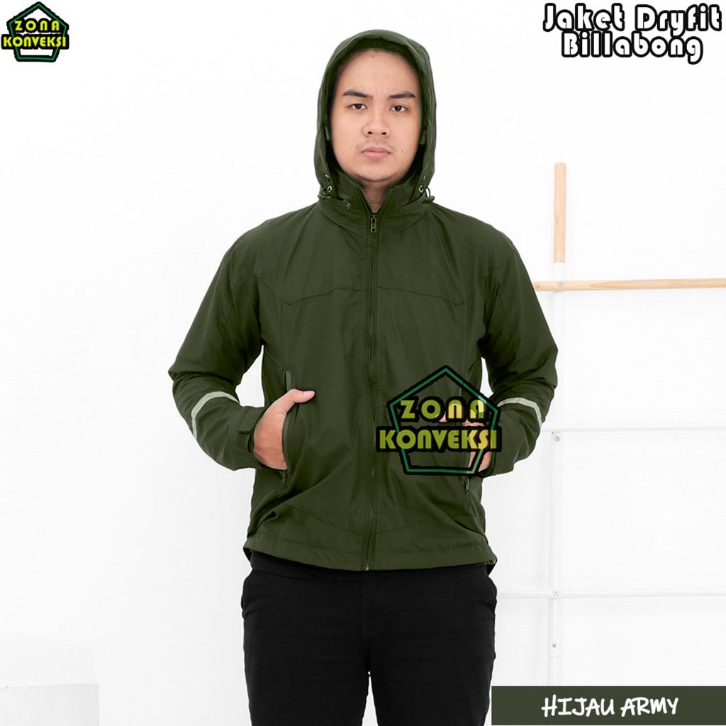 Jaket Dryfit Billabong Warna HIJAU ARMY | Jaket Bikers Touring Nyaman