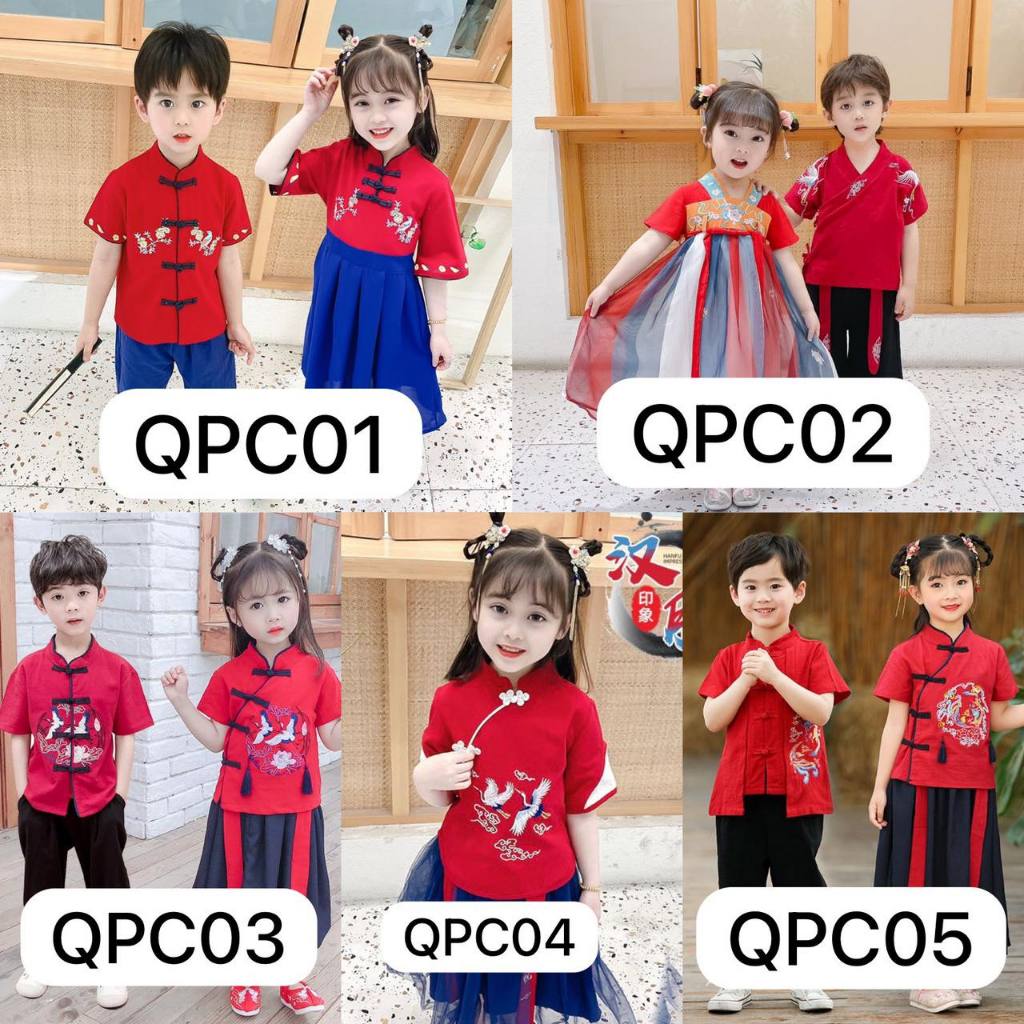 Fairyland | Qipao Cheongsam Couple SETELAN anak laki Dress Anak Perempuan Imlek Chinese New Year Qip