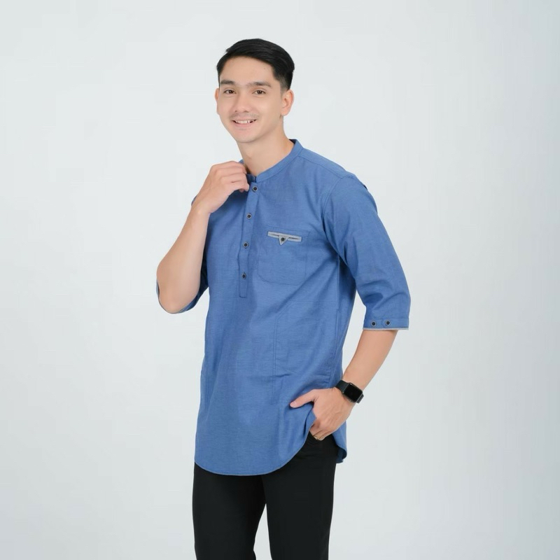 Kurta Basim/ Kurta Denim / Atasan Muslim Pria / Kurta Jumbo / Baju Muslim Pria Warna Denim Jumbo / A