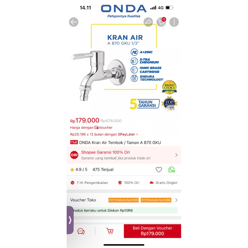 ONDA Kran Air Tembok / Taman A 870 GKU