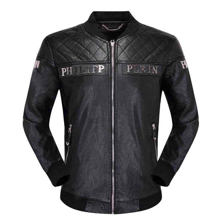 Philipp Plein Leather Jacket Black