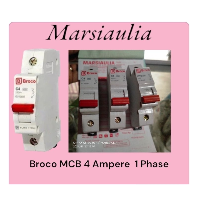 Broco MCB 4 Ampere 6 Ampere atau 10 Ampere 1 Phase C4 C6 C10