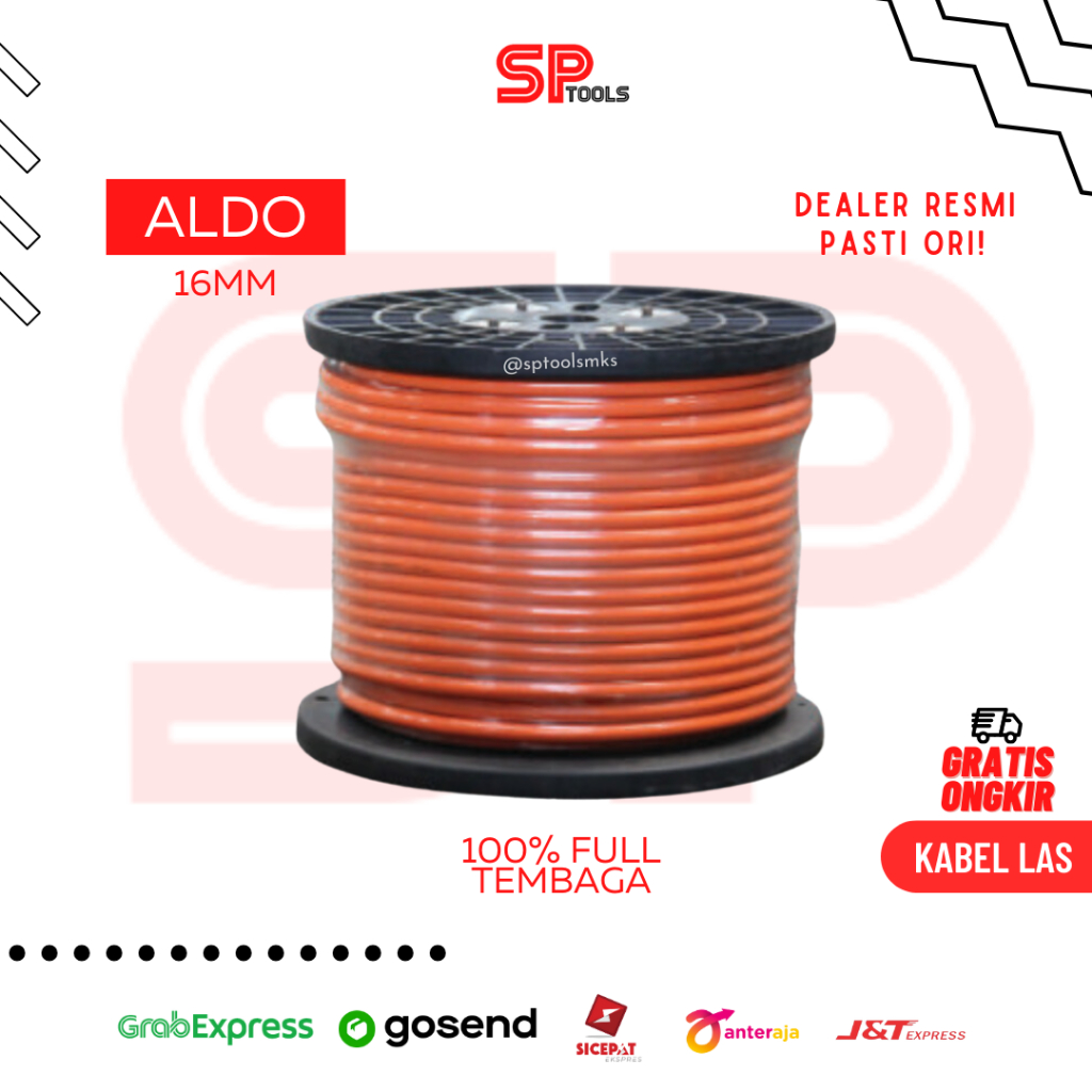 KABEL LAS 16MM 16 MM FULL TEMBAGA ORANGE ALDO (ECER)