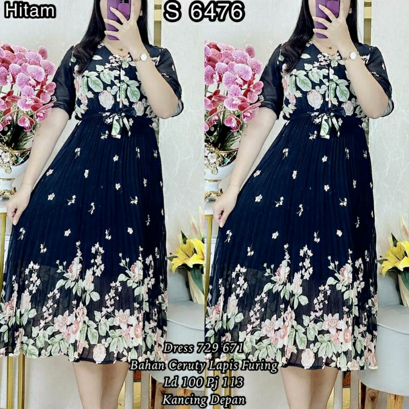 6478 #Dress Wollfish Plisket Bunga/6477 #Dress Wollfish Bunga 002/6476 #Dress Ceruty Plisket Bunga