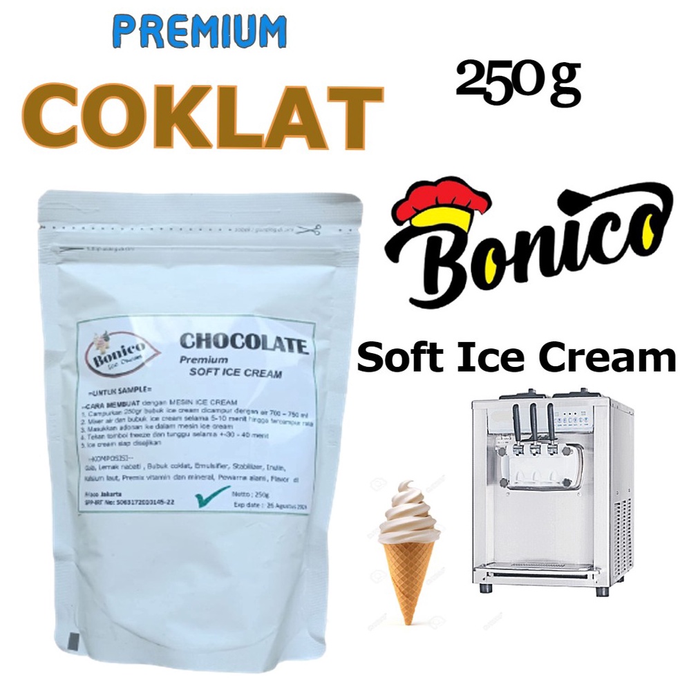 

XPRESS sample BONICO COKLAT SOFT ICE CREAM POWDER 25g CHOCOLATE bubuk es krim khusus mesin texture lembut