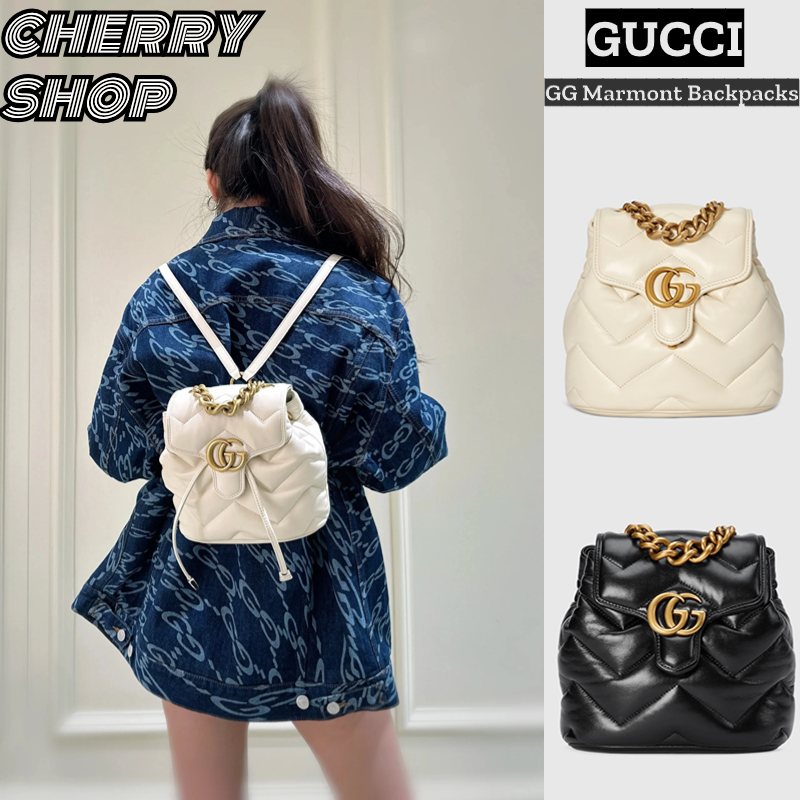 ✨100% authentic Gucci GG Marmont Backpack ransel wanita