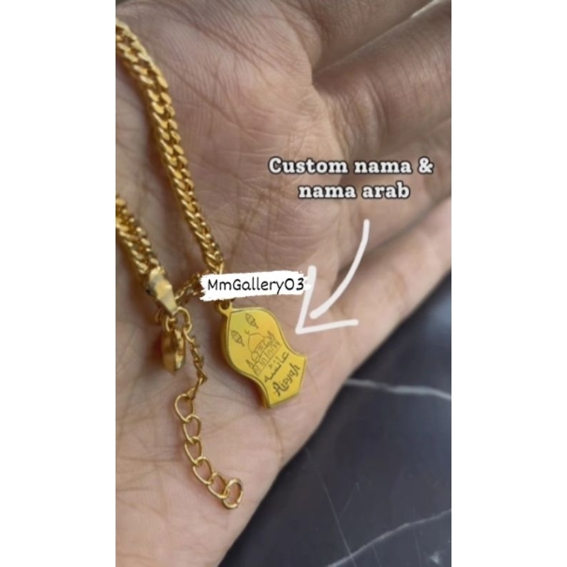 Gelang trompah custom nama dan arab / Gelang trompah nama arab lapis emas