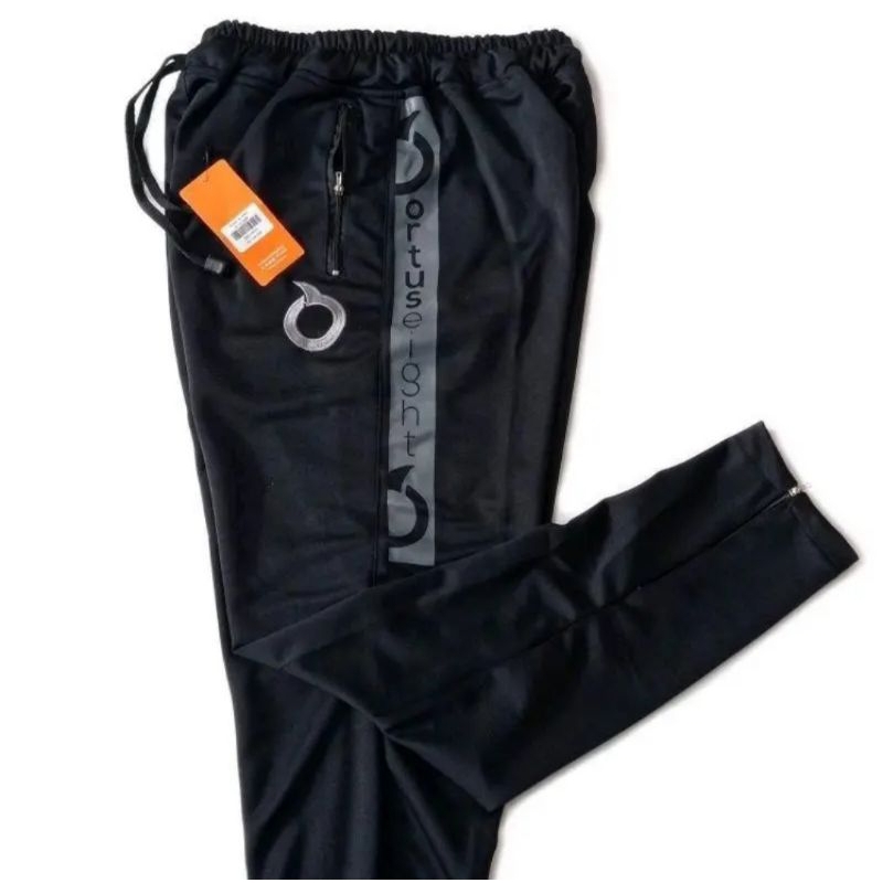 Jogger Trackpants Ortuseight/ Celana Jogger Trackpants Pria Wanita Bahan Scuba Resleting Bawah Hitam
