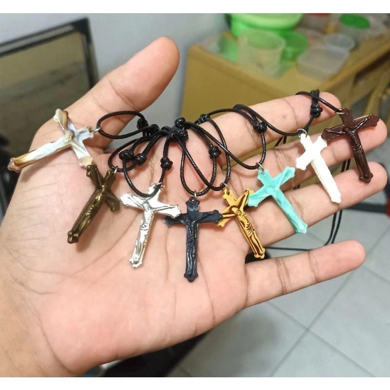 Kalung Salib/Kalung Salib Rosario Akrilik Bolak Balik