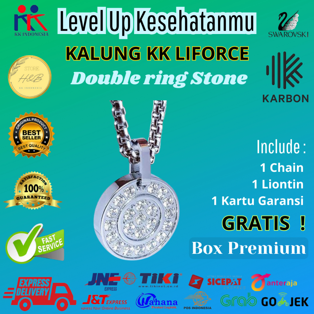 Liontin Kalung Kesehatan KK LIFORCE ORIGINAL Model Double Ring Style keren mewah