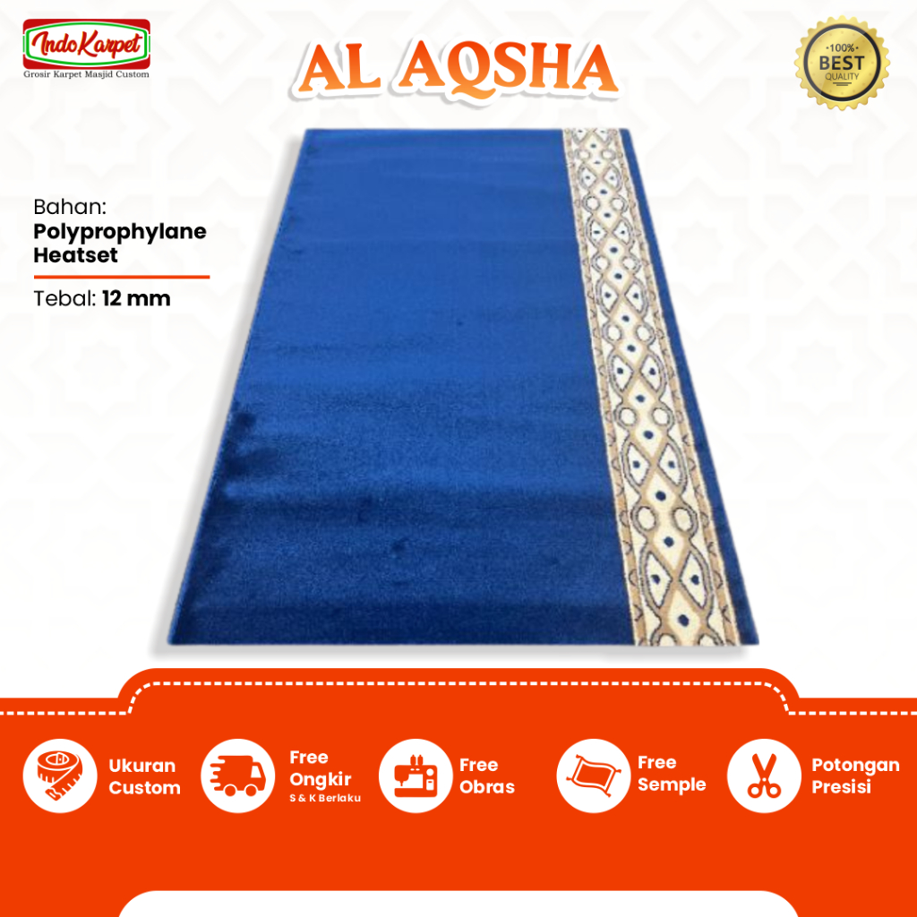 Karpet Masjid Tebal 12mm Al Aqsha Meteran / Karpet Sajadah / Karpet Mushola