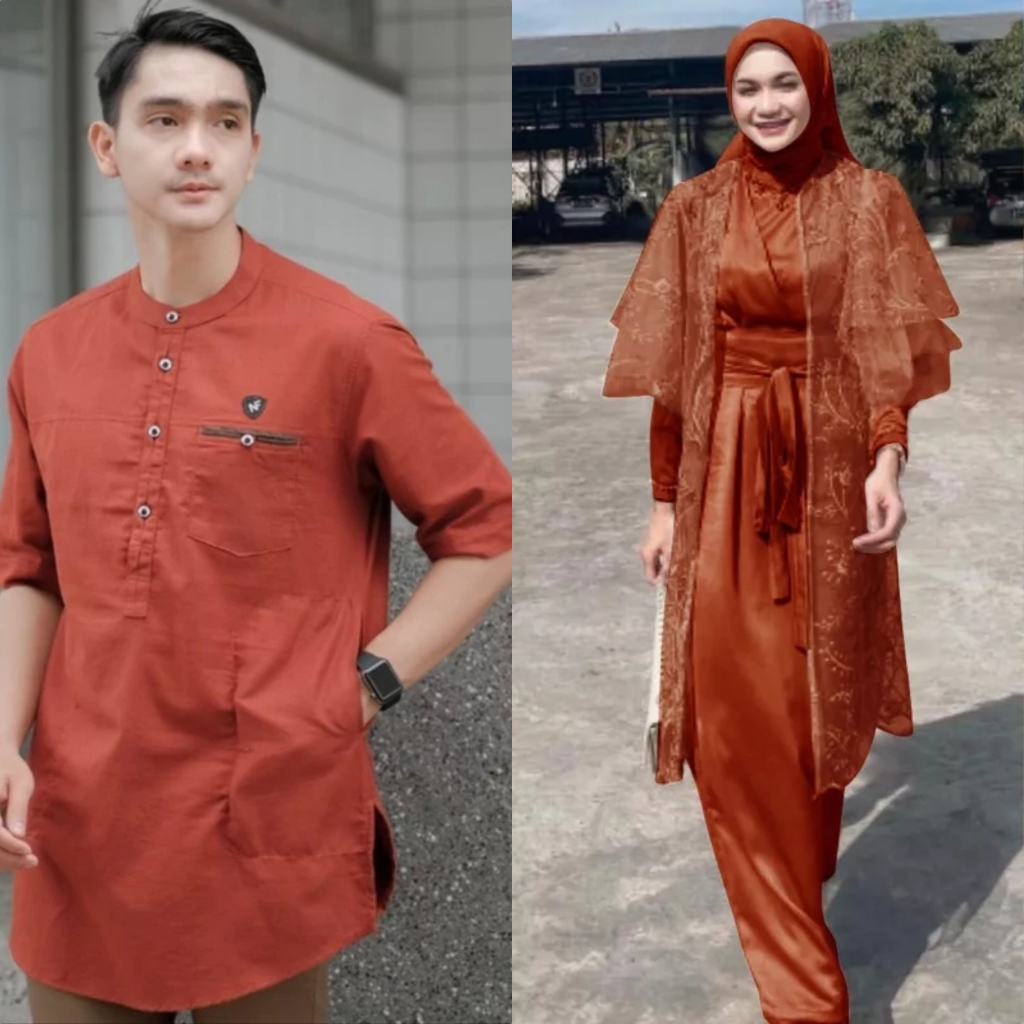FAIZ FAMILY COUPLE - BAJU PASANGAN COUPLE SET GAMIS DRESS BRUKAT FASHION MUSLIM LEBARAN PESTA JUMBO 