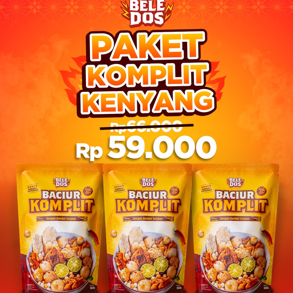 

FLJN4563 FSASH SALE Beledos Paket Komplit Kenyang Dapat 3 pcs Baciur Komplit