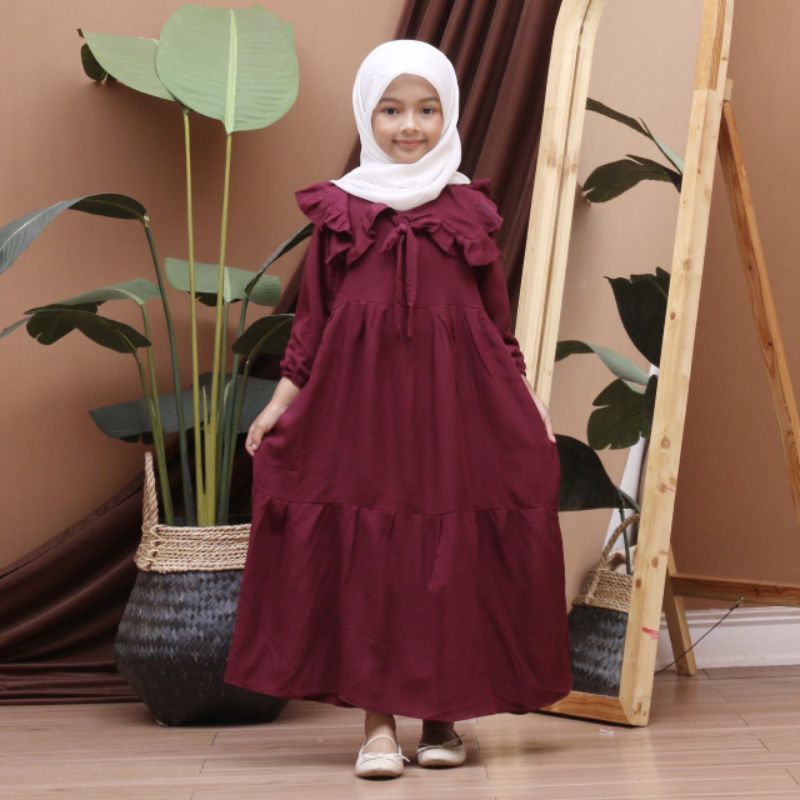 hemat gamis anak naira/ midi dres rayon polos