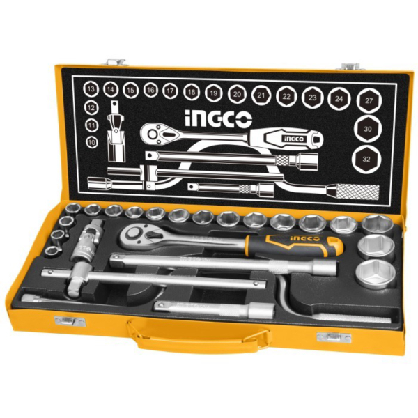 KUNCI MATA SOK SOCK SOCKET SET 1 2 10 - 32 mm 24pcs 6 segi CRV INGCO Limited