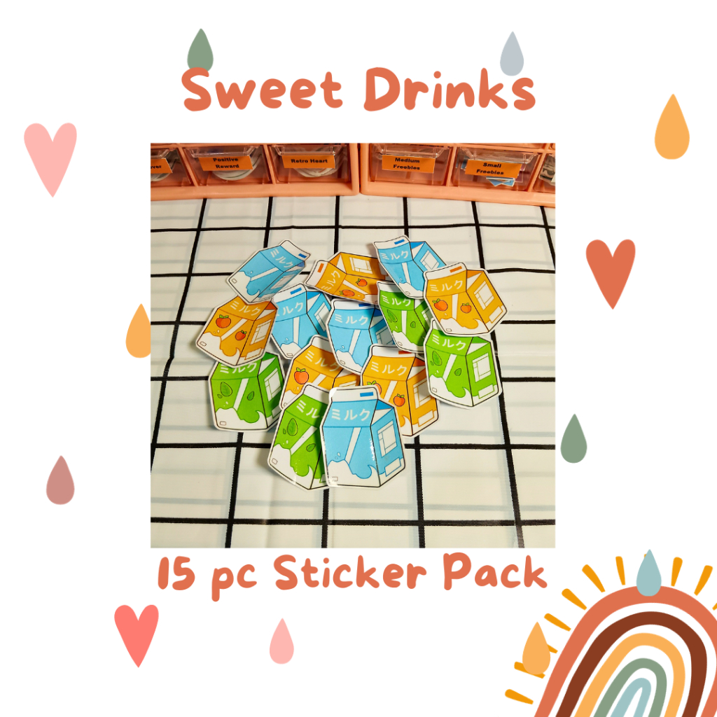 

SPS019 - [15Pcs] Sweet Drink Sticker Aesthetic Waterproof 5 cm Premium Untuk Jurnal Planner Notebook