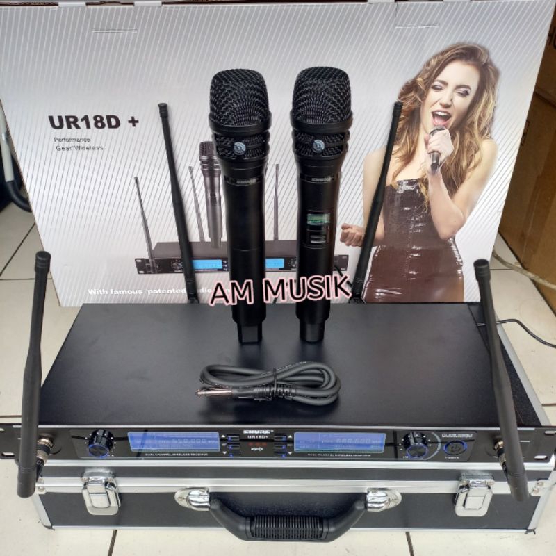 MIKROFON WIRELESS UR18D+ 2 MIC PEGANG UHF UR18