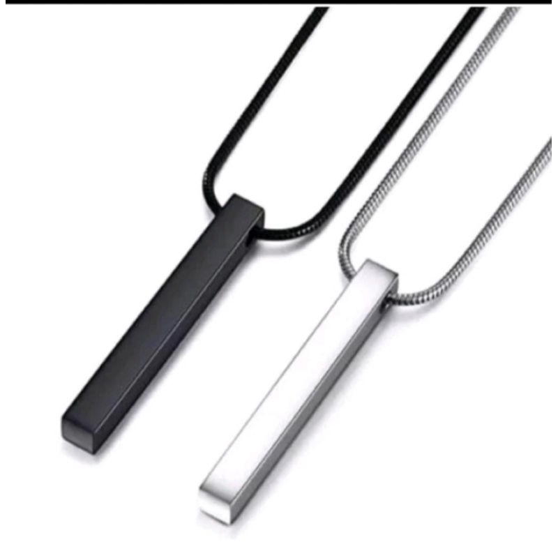 kalung titanium model belut liontin balok kalung pria wanita tidak luntur