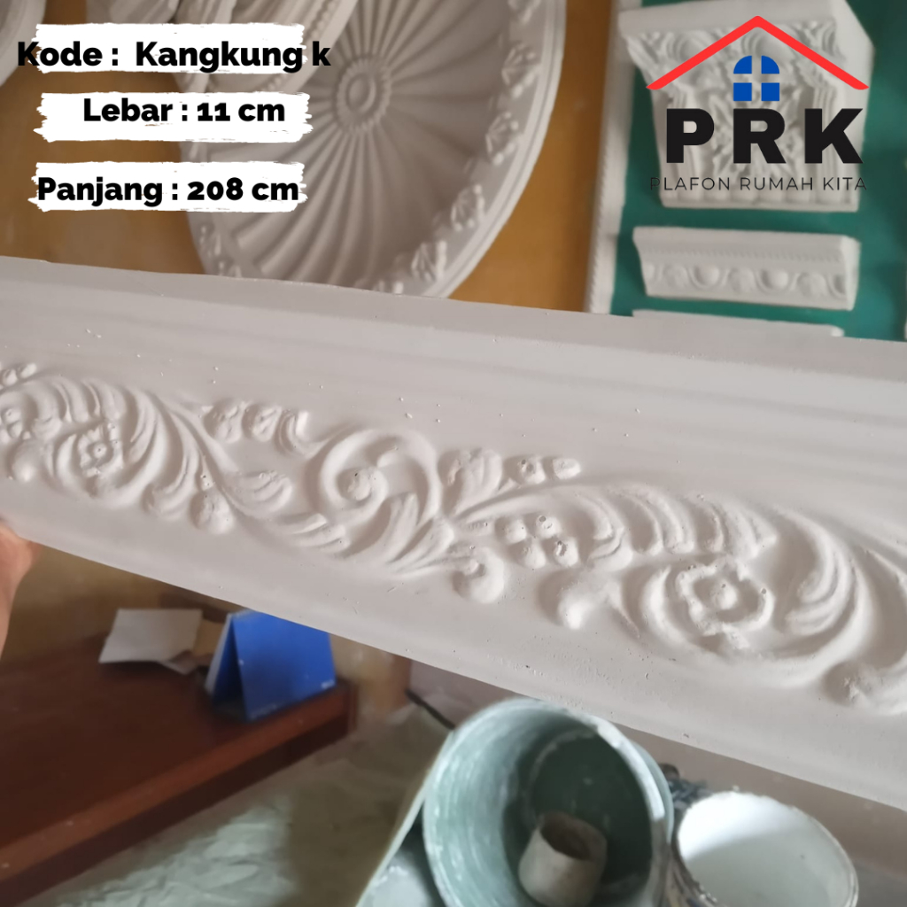 Lis List Gypsum Gipsum Motif Kangkung 11cm Plafon ornament dekoratif untuk Interior Plafond hiasan d