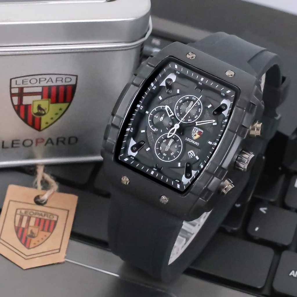PROMO - Jam Tangan Pria Leopard 8018 L6751Sl Original Tanggal Aktif Tali Rubber Free Box Original & 