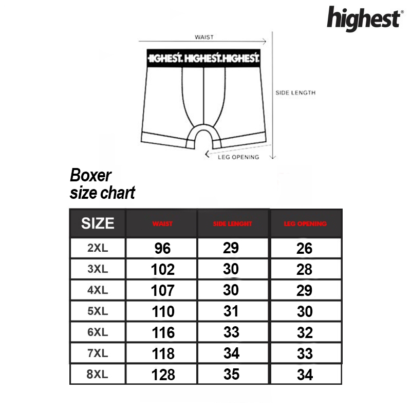 HIGHEST - Celana Dalam Boxer Pria Satuan Ukuran Bigsize Jumbo Bahan Spandek Nyaman Best Quality Melar 2XL 3XL 4XL 5XL 6XL 7XL 8XL HBX