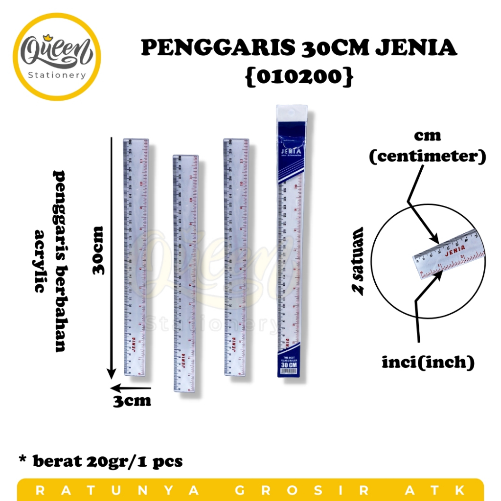 

1 PCS PENGGARIS 30CM JENIA MISTAR ACRYLIC MURAH RULER (010200)