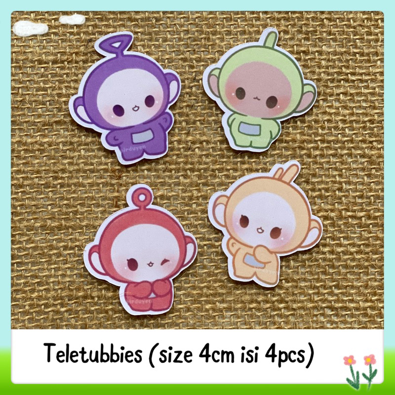 

4pcs sticker tempelan glossy teletubbies