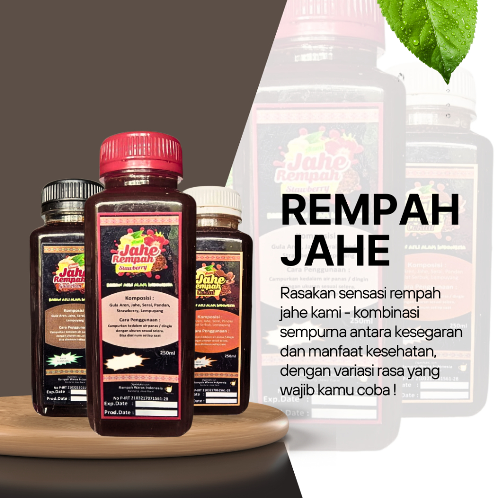 

WEDANG REMPAH JAHE rasa Strawberry gula aren, coklat