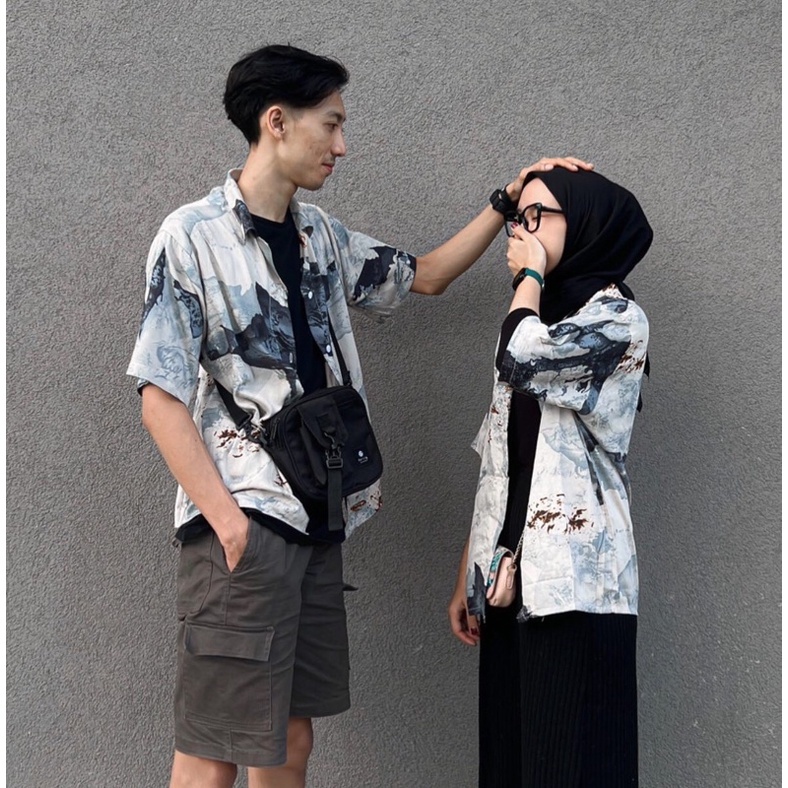 Kemeja couple lengan pendek / kemeja couple sama ayang / baju couple pasangan / baju couple pasangan